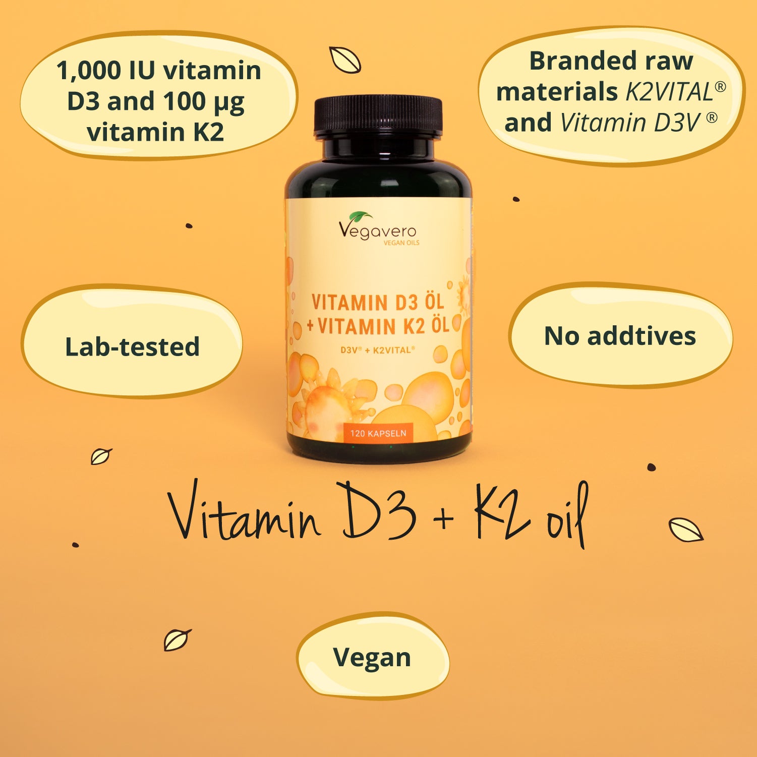 Vitamin D3 + K2 Öl Kapseln