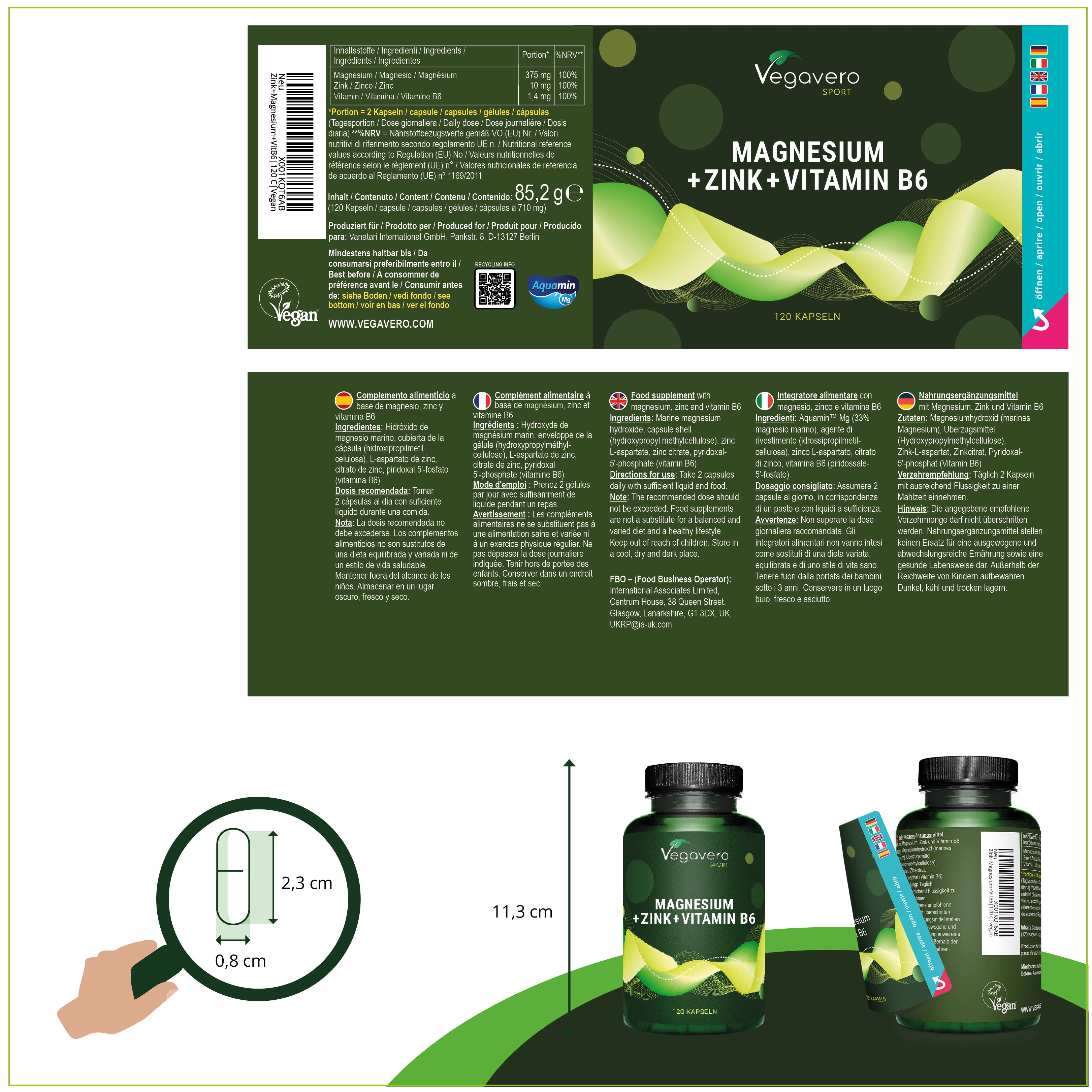 ZMA Kapseln: Zink + Magnesium + Vitamin B6