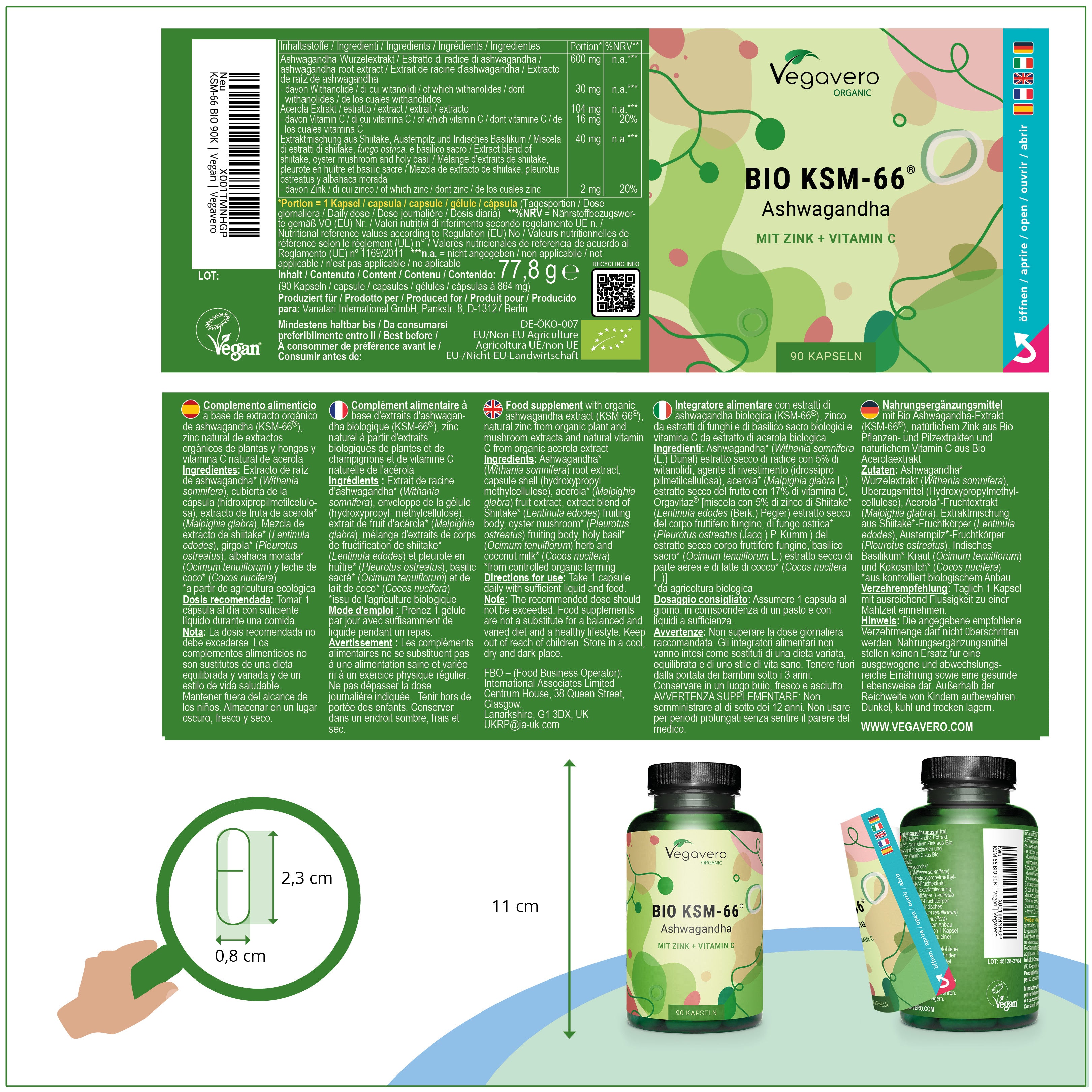 Ashwagandha KSM-66 Extrakt Kapseln Bio