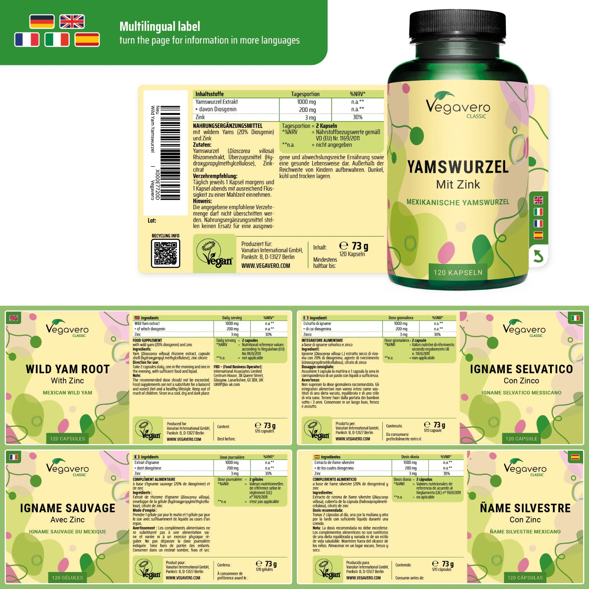 Wild Yams + Zinc Capsules