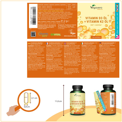Vitamin D3 + K2 Öl Kapseln