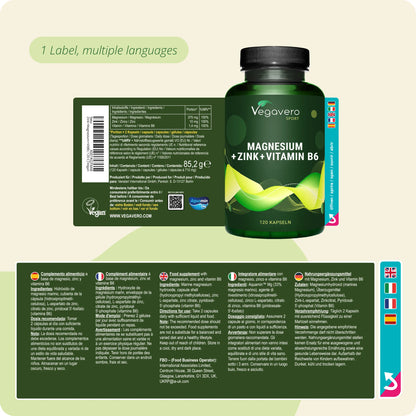ZMA Cápsulas: Zinc + Magnesio + Vitamina B6