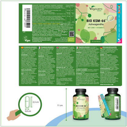 Ashwagandha KSM-66 Extrakt Kapseln Bio