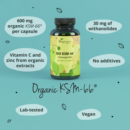 Ashwagandha KSM-66 Extrakt Kapseln Bio
